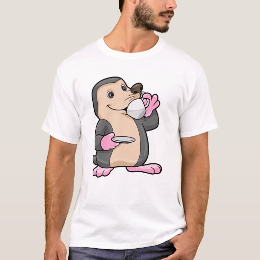 Mole met Cup Koffie & saucer T-shirt (Voorkant)