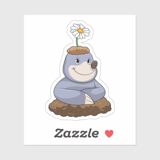 Mole met Daisy Flower Sticker (Vel)
