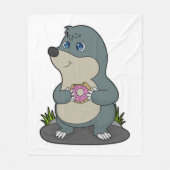 Mole met Donut Fleece Deken (Voorkant)