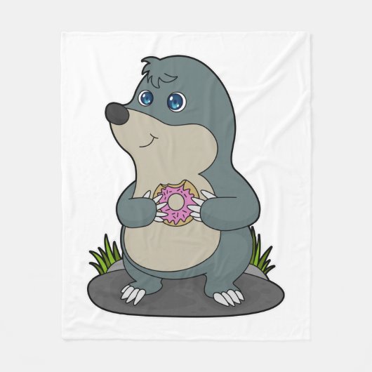 Mole met Donut Fleece Deken (Voorkant)
