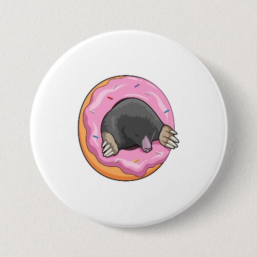 Mole met Donut Ronde Button 7,6 Cm (Voorkant)