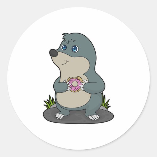 Mole met Donut Ronde Sticker (Voorkant)