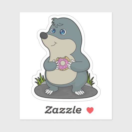 Mole met Donut Sticker (Vel)