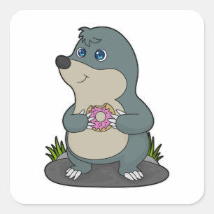 Mole met Donut Vierkante Sticker