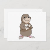 Mole met koffiebeker briefkaart (Voorkant / Achterkant)