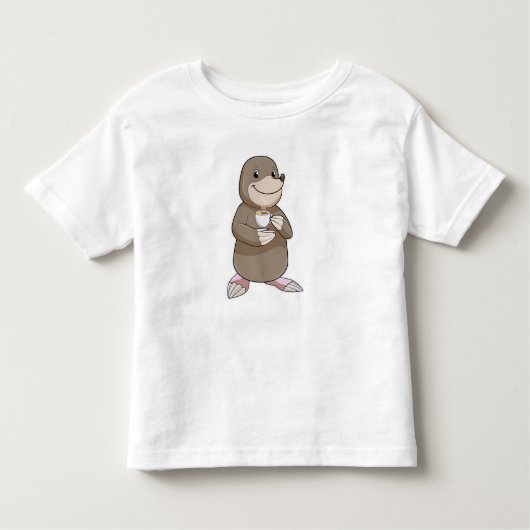 Mole met koffiebeker kinder shirts (Voorkant)