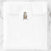 Mole met koffiebeker ronde sticker (Tas)