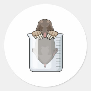 Mole met maatbekertje ronde sticker