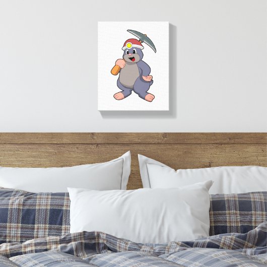 Mole met Pickaxe Canvas Afdruk (Insitu (Slaapkamer))