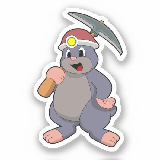 Mole met Pickaxe Sticker (Voorkant)