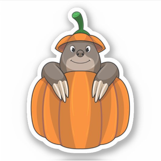 Mole met pompoen sticker (Voorkant)