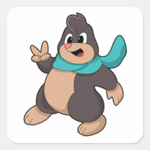 Mole met Scarf Vierkante Sticker