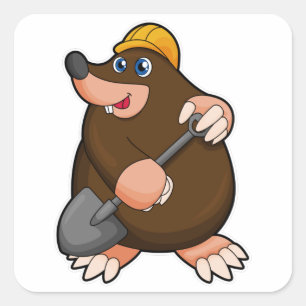 Mole met schittering en hard pet vierkante sticker