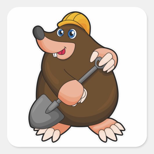 Mole met schittering en hard pet vierkante sticker (Voorkant)