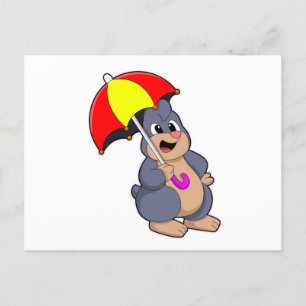 Mole met Umbrella Briefkaart