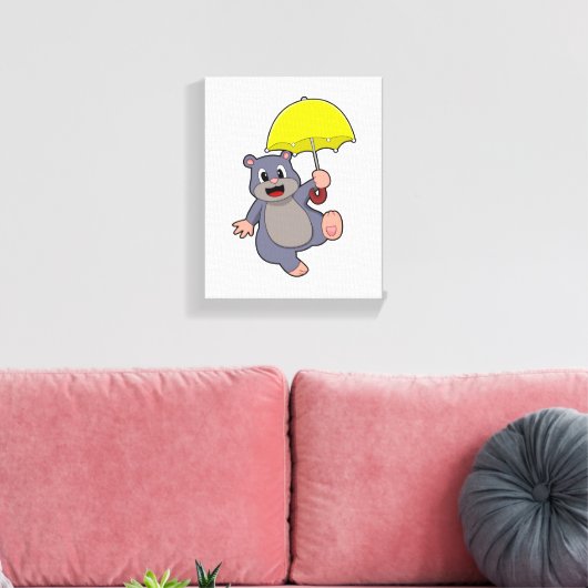 Mole met Umbrella Canvas Afdruk (Insitu (Woonkamer))