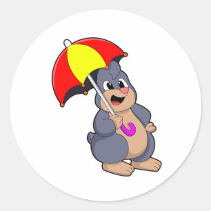 Mole met Umbrella Ronde Sticker