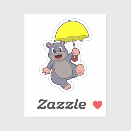 Mole met Umbrella Sticker (Vel)