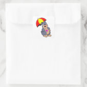 Mole met Umbrella Vierkante Sticker (Tas)