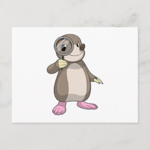 Mole met vergrootglas briefkaart