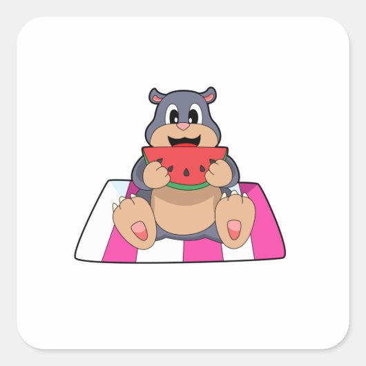 Mole met Watermelon.PNG Vierkante Sticker (Voorkant)