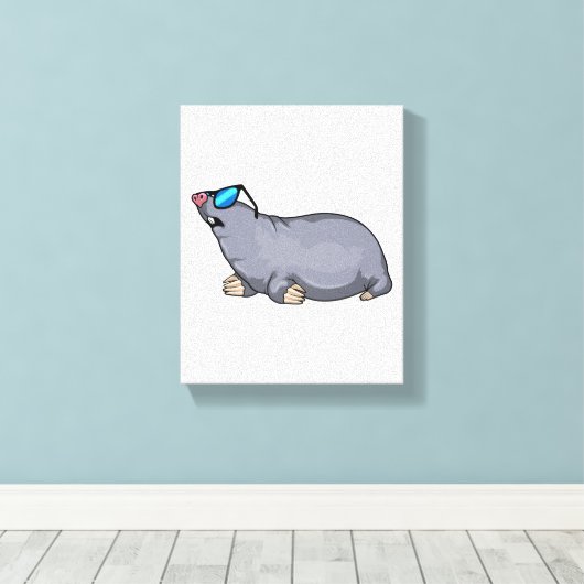 Mole met zonnebril canvas afdruk (Insitu (Houten vloer))