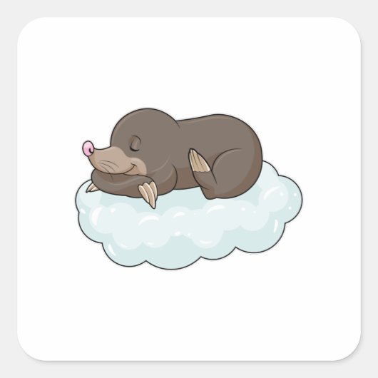 Mole op Clouds Vierkante Sticker (Voorkant)