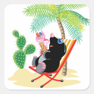 mole op het strand vierkante sticker