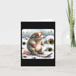 Mole snowboarden met een bril. snowboard kaart