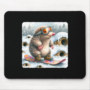 Mole snowboarden met een bril. snowboard muismat