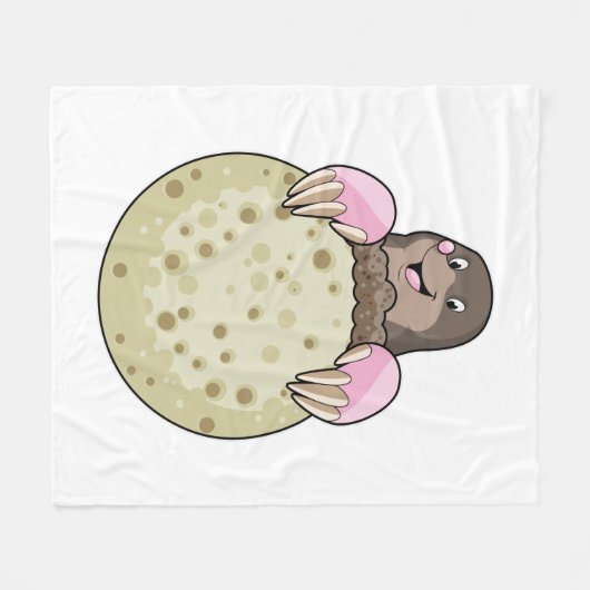 Mole with Moon Fleece Deken (Voorkant (Horizontaal))