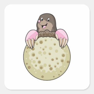 Mole with Moon Vierkante Sticker