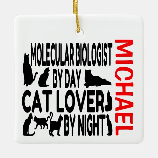 Moleculair Bioloog Loves Cats CUSTOM Keramisch Ornament (Voorkant)
