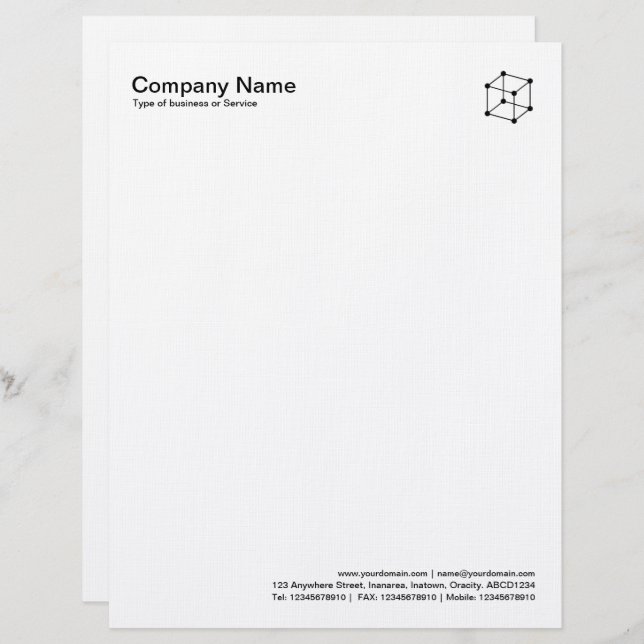 Moleculaire kubus - zwart op wit briefhoofd (Voorkant / Achterkant)