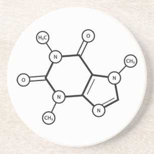 moleculaire structuur van cafeïne zandsteen onderzetter