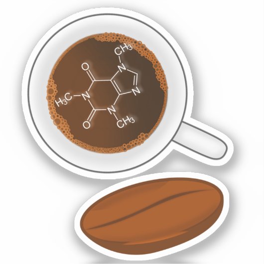 Moleculaire structuur van koffieboon - Caffeïnefor Sticker (Voorkant)