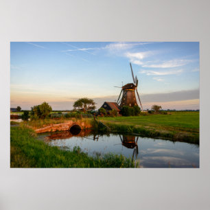 Molen op het platteland in Holland poster