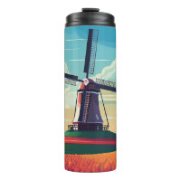 Molen Tulpveld Nederland Illustratie