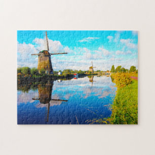 Molen van Amsterdam Holland. Legpuzzel