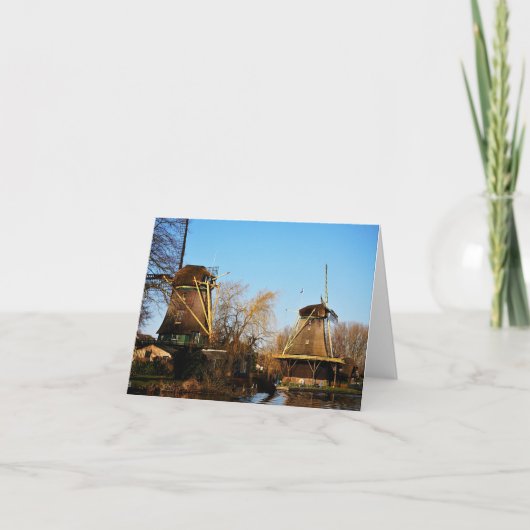 Molens in Nederlands landschap. Bedankkaart (Voorkant)