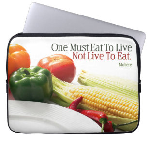 Moliere Inspirerend Quote "Eten om te leven" Laptop Sleeve