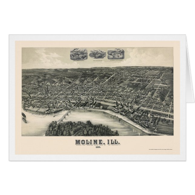 Moline, carte panoramique de l'IL - 1889 (Devant horizontal)