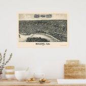 Moline, IL Panoramische Kaart - 1889 Poster (Keuken)