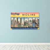 Moline, Illinois - grote letterscènes Canvas Afdruk (Insitu (Houten vloer))
