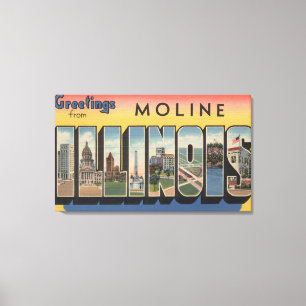 Moline, Illinois - grote letterscènes Canvas Afdruk
