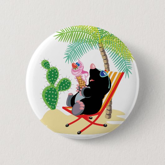 mollen op het strand ronde button 5,7 cm (Voorkant)