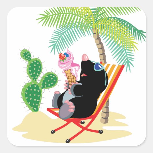 mollen op het strand vierkante sticker (Voorkant)