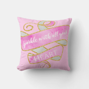 Mollig mooie blos roze gouden glitter glans hart kussen
