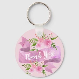 Mollig Mooie Chic Bloemige Roze Roos Dank Je Sleutelhanger