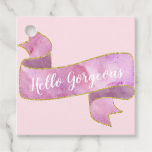 Mollig Mooie Roze Hello Gorgeous Gouden Lint Bedankjes Labels
